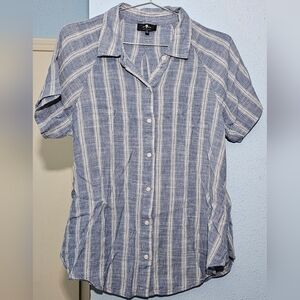 7 For All Mankind - Women's Striped Buttondown - Medium - Blue & White